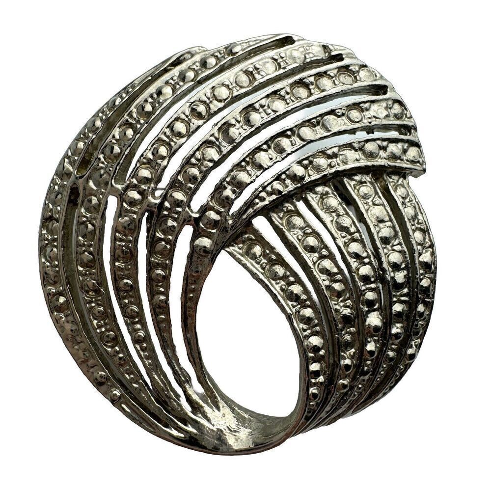Vintage Art Deco Silver Swirl Brooch Pin